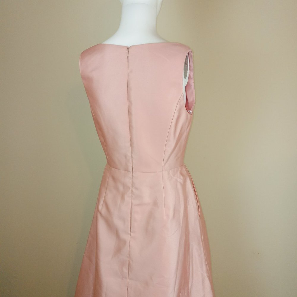 Alfred Sung Sleeveless V-Neck Dress Women's Size 6 Toasted Sugar Satin D778 - Picture 6 of 9